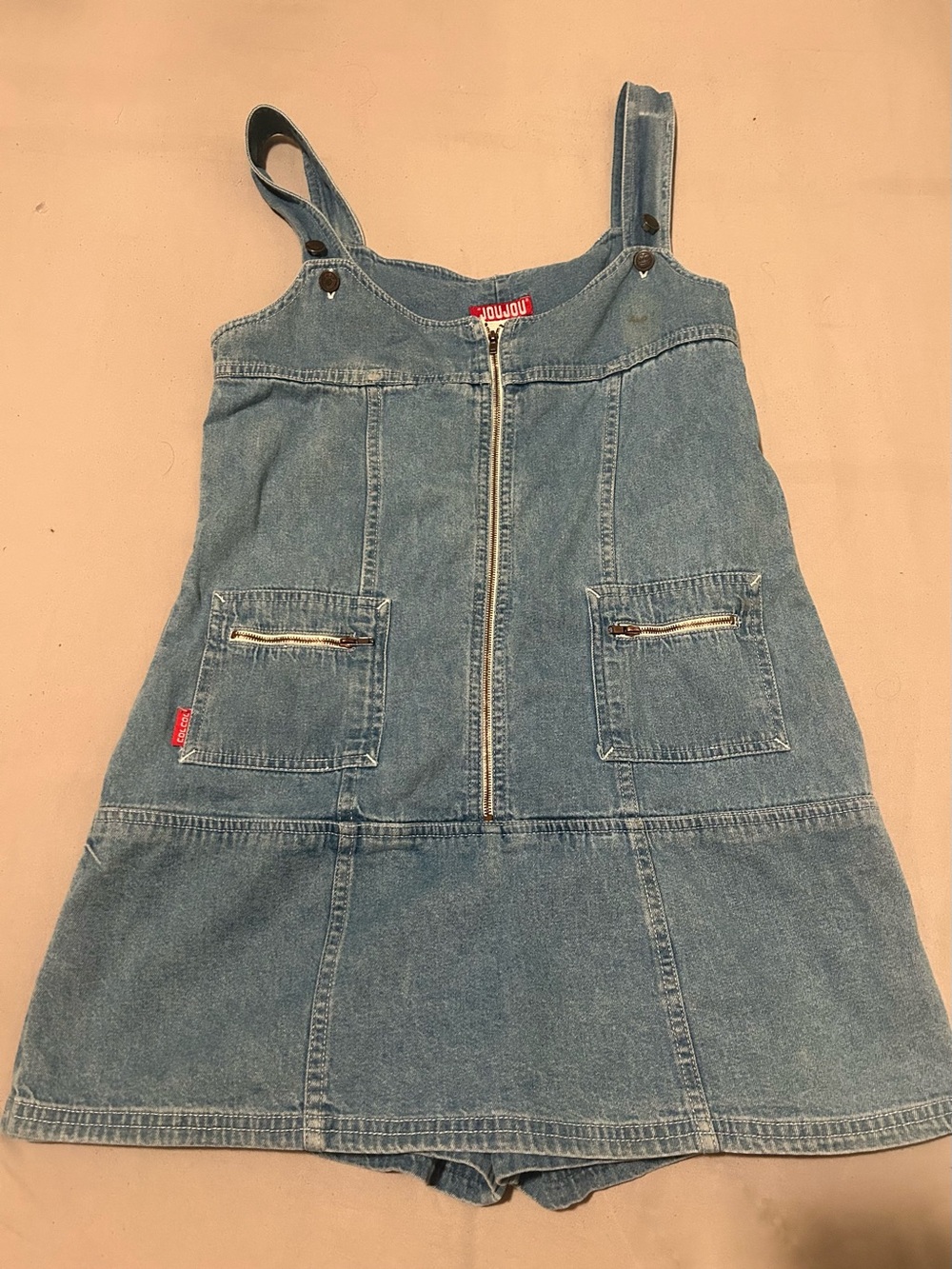 Jou Jou Light Denim Zip-Front Overall Romper